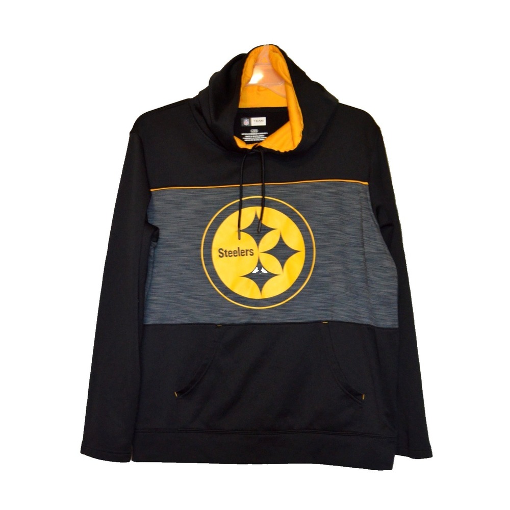 Pittsburgh Steelers Polyester Black Sweatshirt Hoodie Mens Size Large